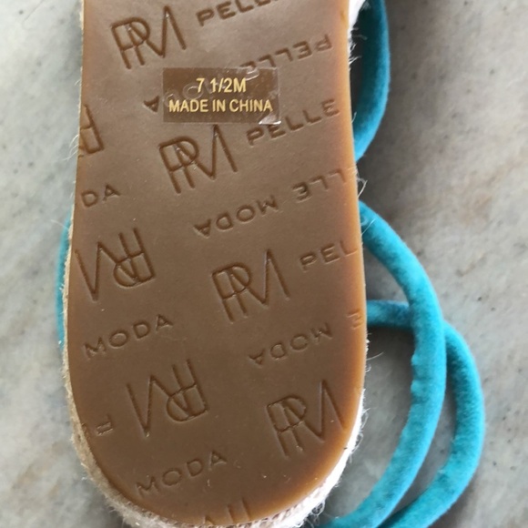 Like new Pelle Moda turquoise suede espadrille wedge heel 7.5 - Picture 8 of 10